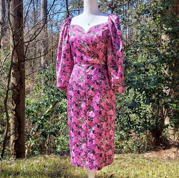 ROTATE BIRGER CHRISTENSEN Irina Pink Floral Dress Size 10 - Picture 2 of 10